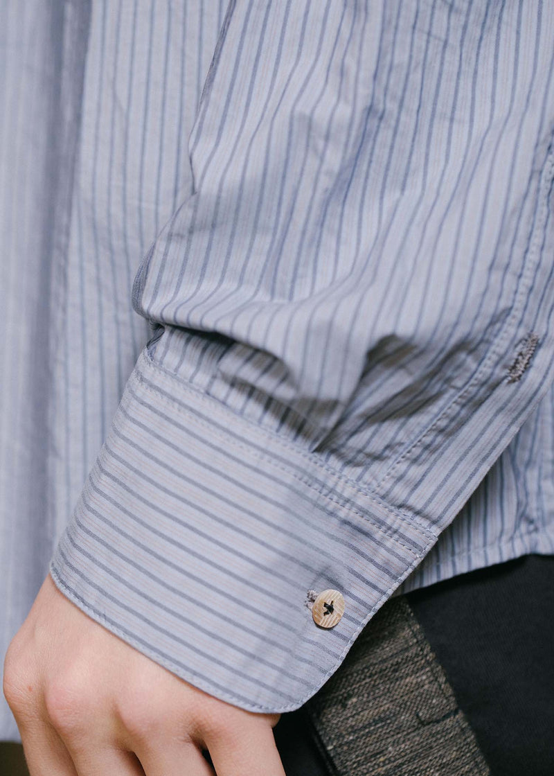 Geoffrey B. Small Blue Striped Tailored Shirt - NOBLEMARS