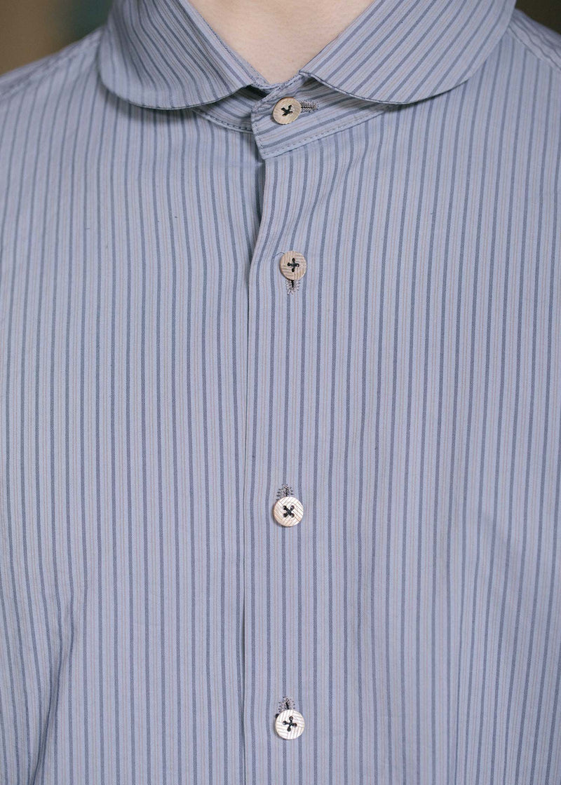 Geoffrey B. Small Blue Striped Tailored Shirt - NOBLEMARS