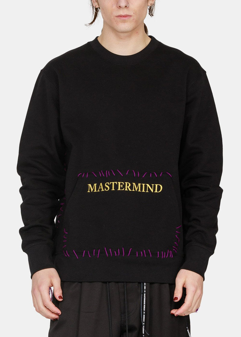 mastermind WORLD Black Logo Embroidery Stitched Sweatshirt - NOBLEMARS
