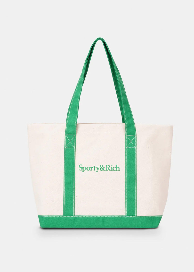 Sporty & Rich Natural Serif Logo Two-Tone Tote - NOBLEMARS