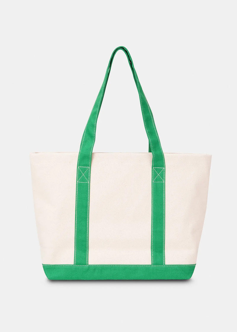 Sporty & Rich Natural Serif Logo Two-Tone Tote - NOBLEMARS