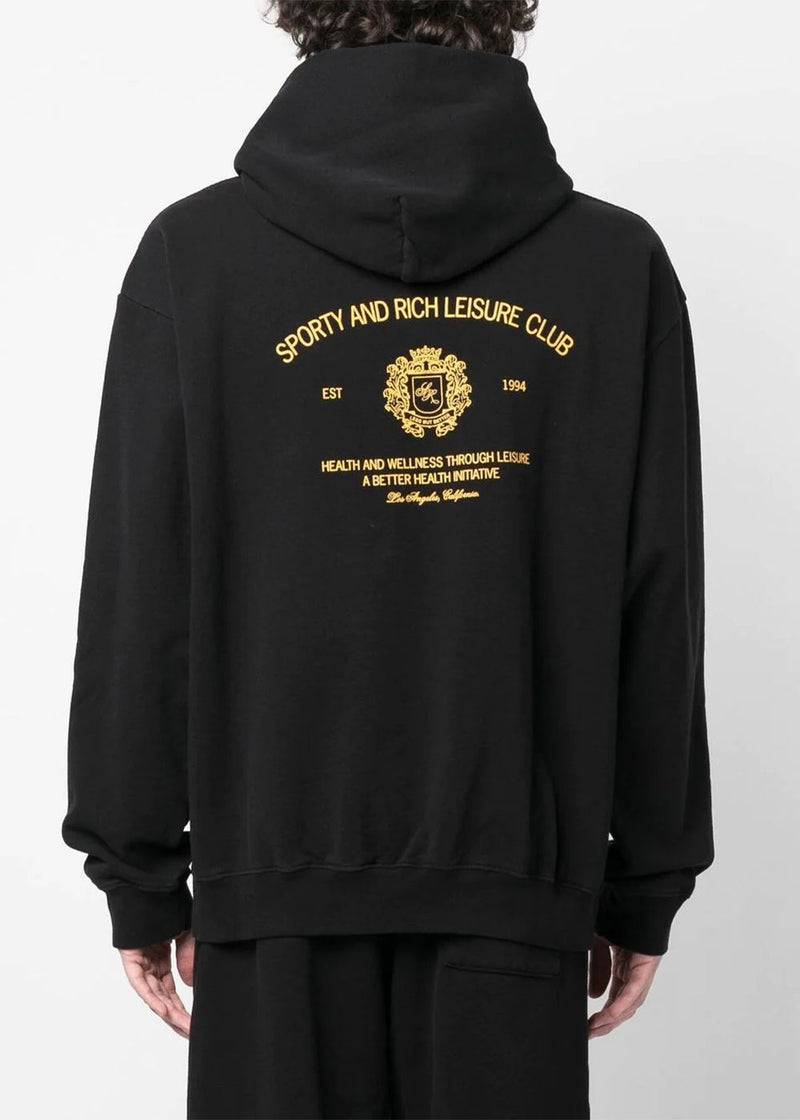 Sporty & Rich Black Logo Print Hoodie - NOBLEMARS