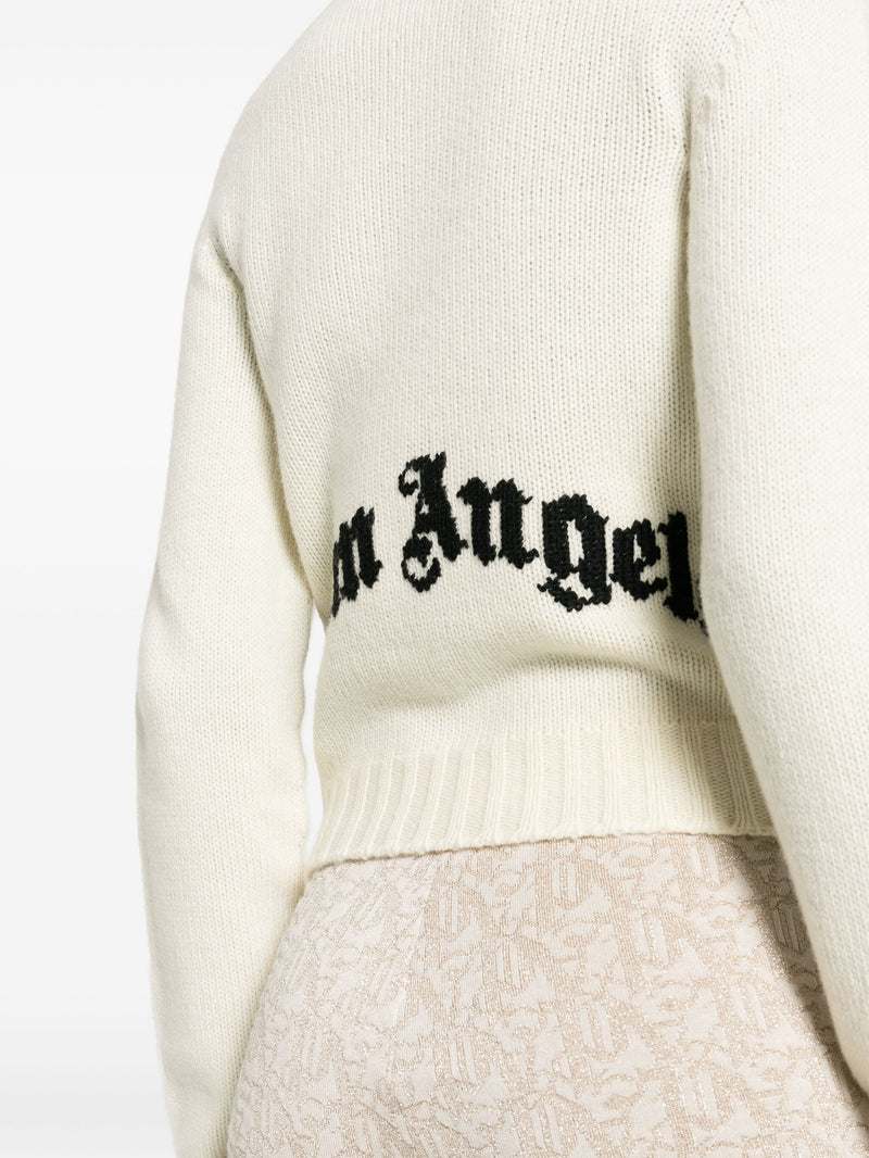PALM ANGELS Women Curved Logo Sweater - NOBLEMARS