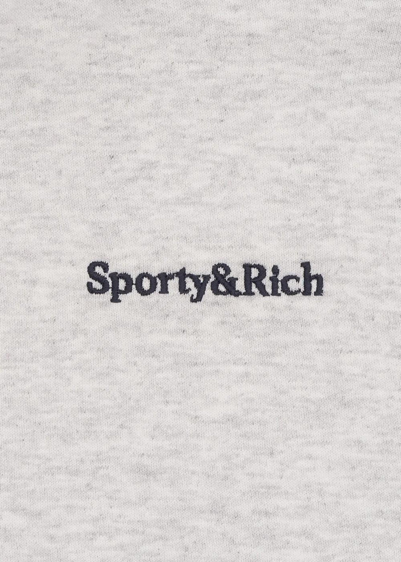 Sporty & Rich Grey Serif Logo Embroidered Polo - NOBLEMARS