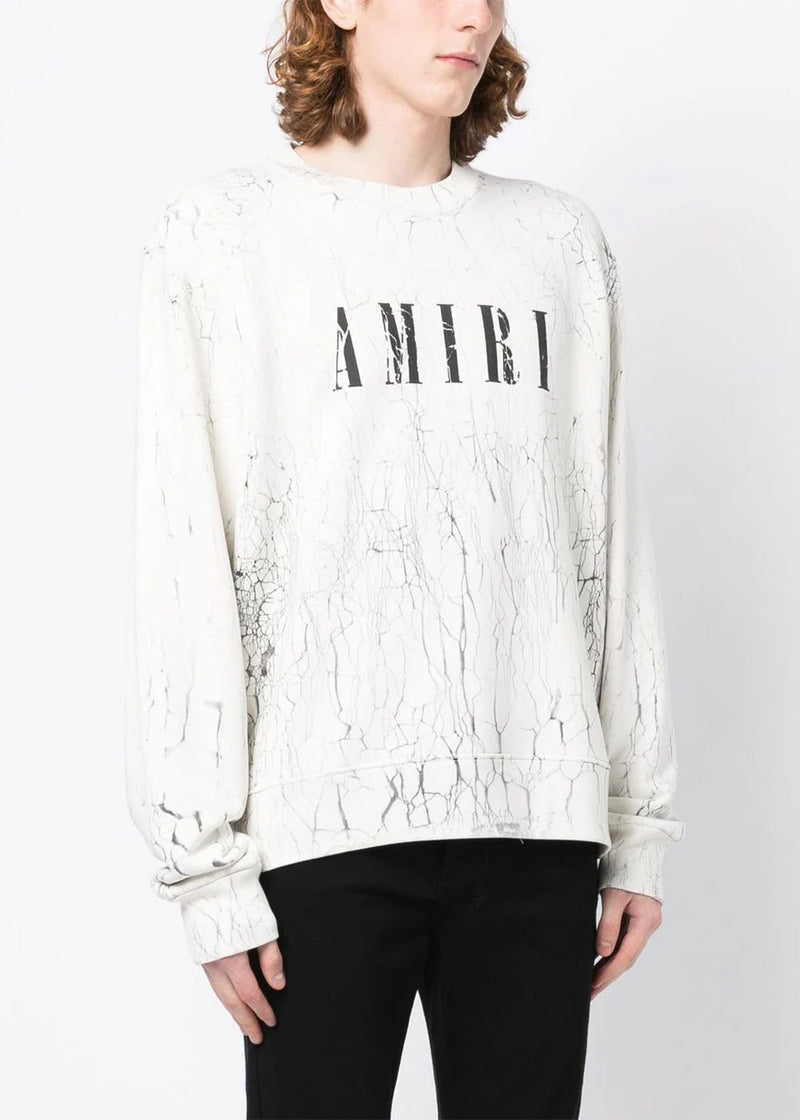 Amiri White Cracked Dye Core Logo sweatshirt - NOBLEMARS