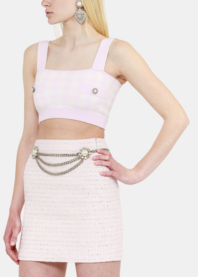 Alessandra Rich Black & Pink Tweed Mini Skirt - NOBLEMARS