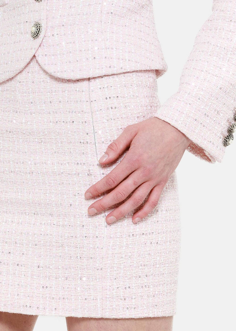 Alessandra Rich Black & Pink Tweed Mini Skirt - NOBLEMARS