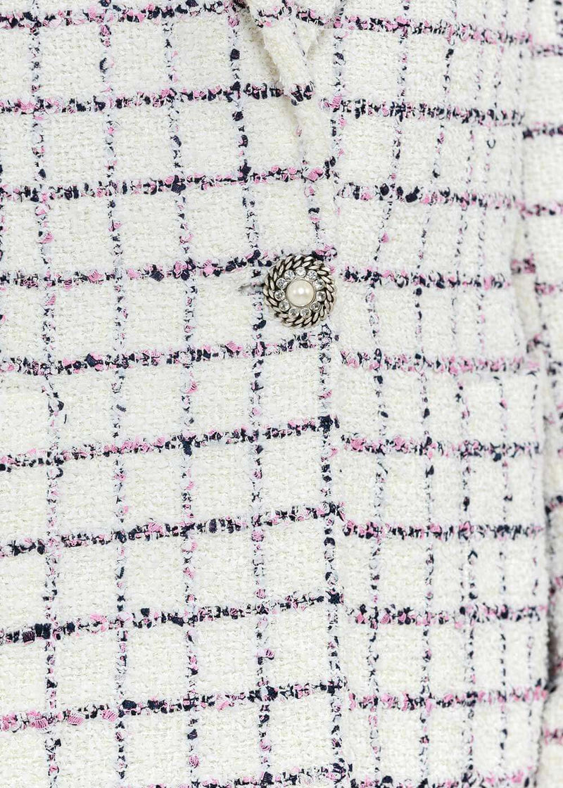 Alessandra Rich White & Pink Tweed Jacket - NOBLEMARS