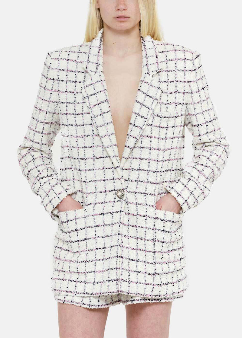 Alessandra Rich White & Pink Tweed Jacket - NOBLEMARS