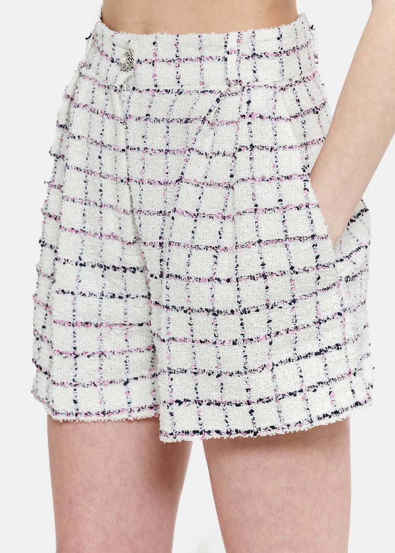 Alessandra Rich Black & Pink Tweed Shorts - NOBLEMARS