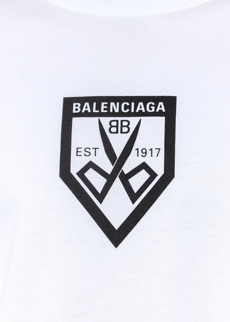 Balenciaga White Scissors Logo T-Shirt - NOBLEMARS