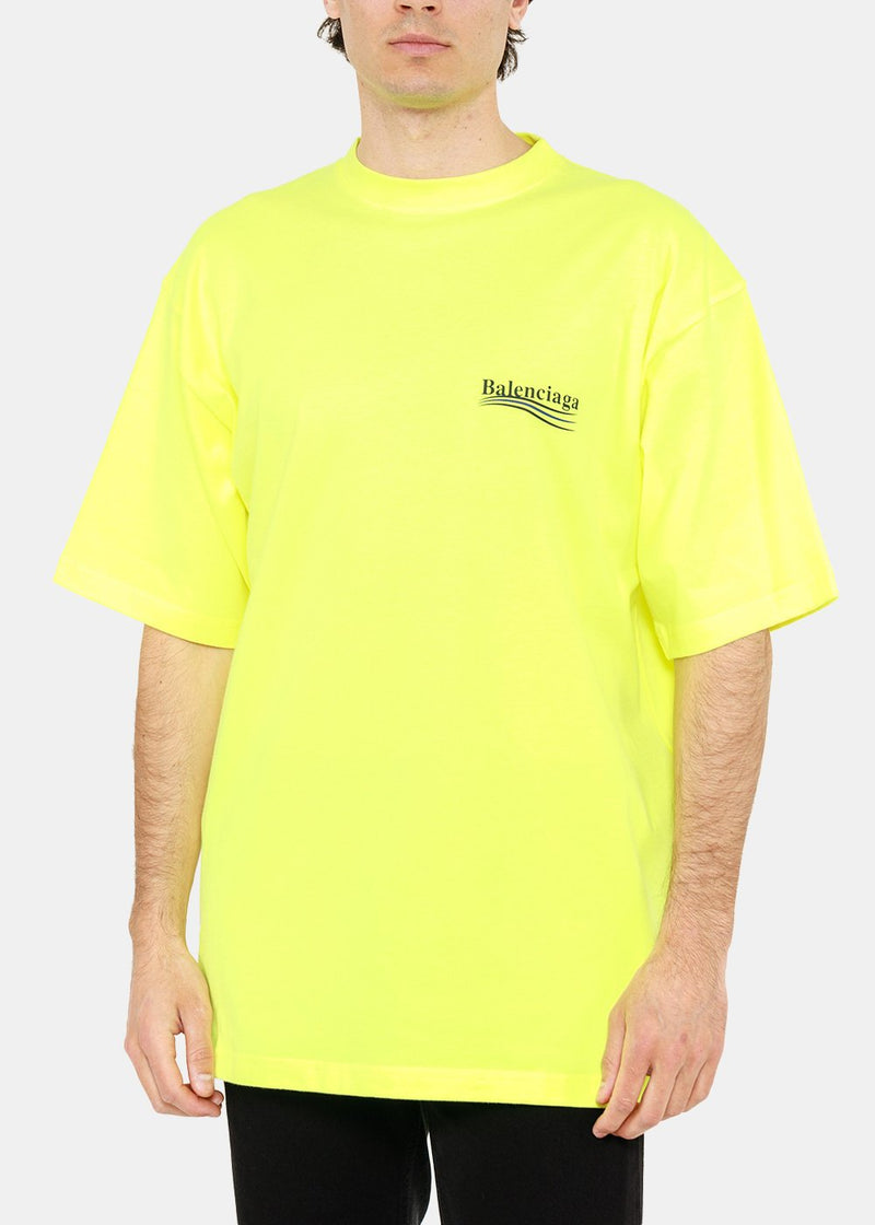 Balenciaga Yellow Large Fit Logo T-Shirt - NOBLEMARS
