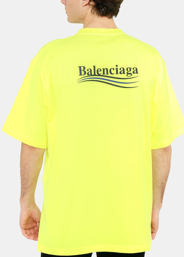 Balenciaga Yellow Large Fit Logo T-Shirt - NOBLEMARS