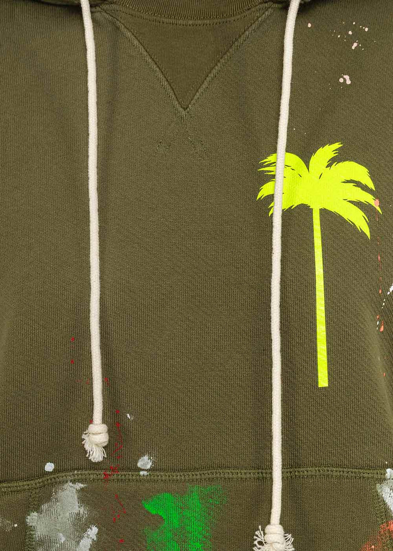 Palm Angels Green Splatter Paint Hoodie - NOBLEMARS