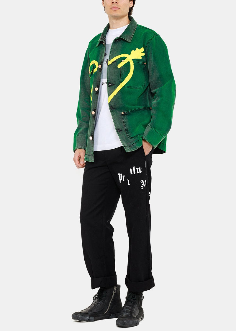Palm Angels Green & Black Heart Workwear Jacket - NOBLEMARS