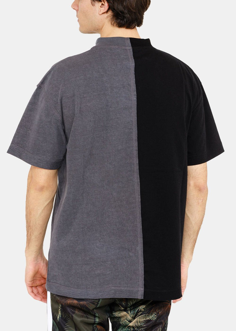 Palm Angels Black & Grey Spliced Logo T-Shirt - NOBLEMARS