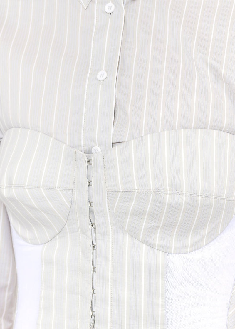 RtA Grey Stripe Ludovica Layered Shirt - NOBLEMARS