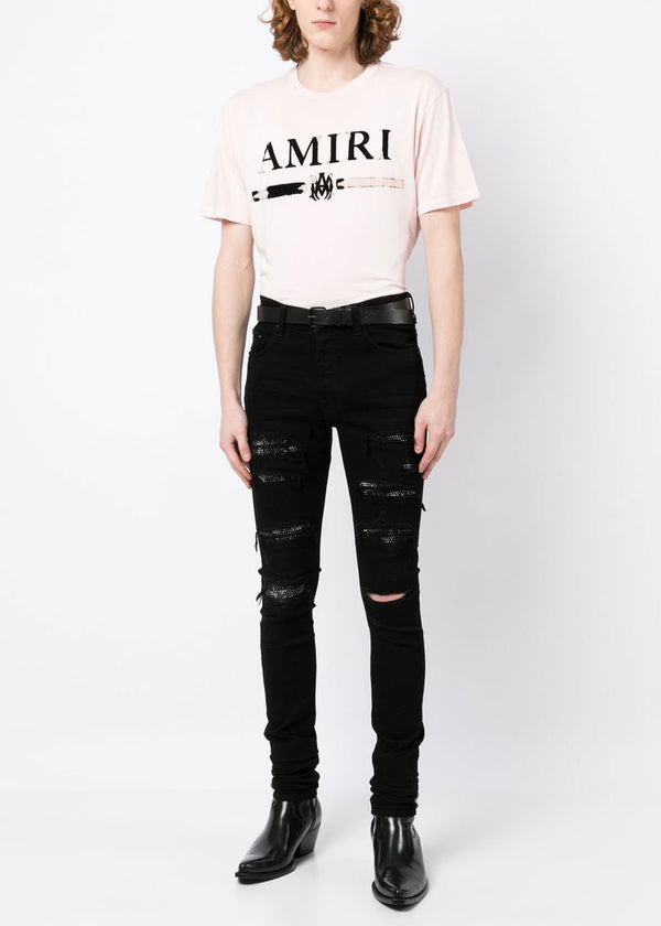 Amiri Pink MA Bar Logo-Print T-shirt - NOBLEMARS