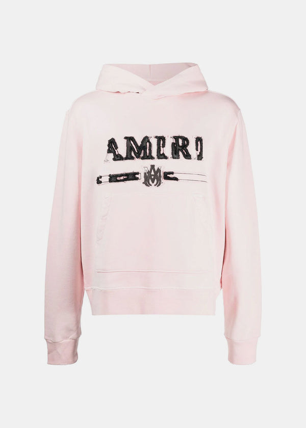 AMIRI Pink MA Bar Logo-Patch Hoodie - NOBLEMARS