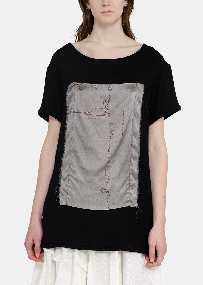 Peng Tai Black Low-Back Cotton Silk T-Shirt - NOBLEMARS