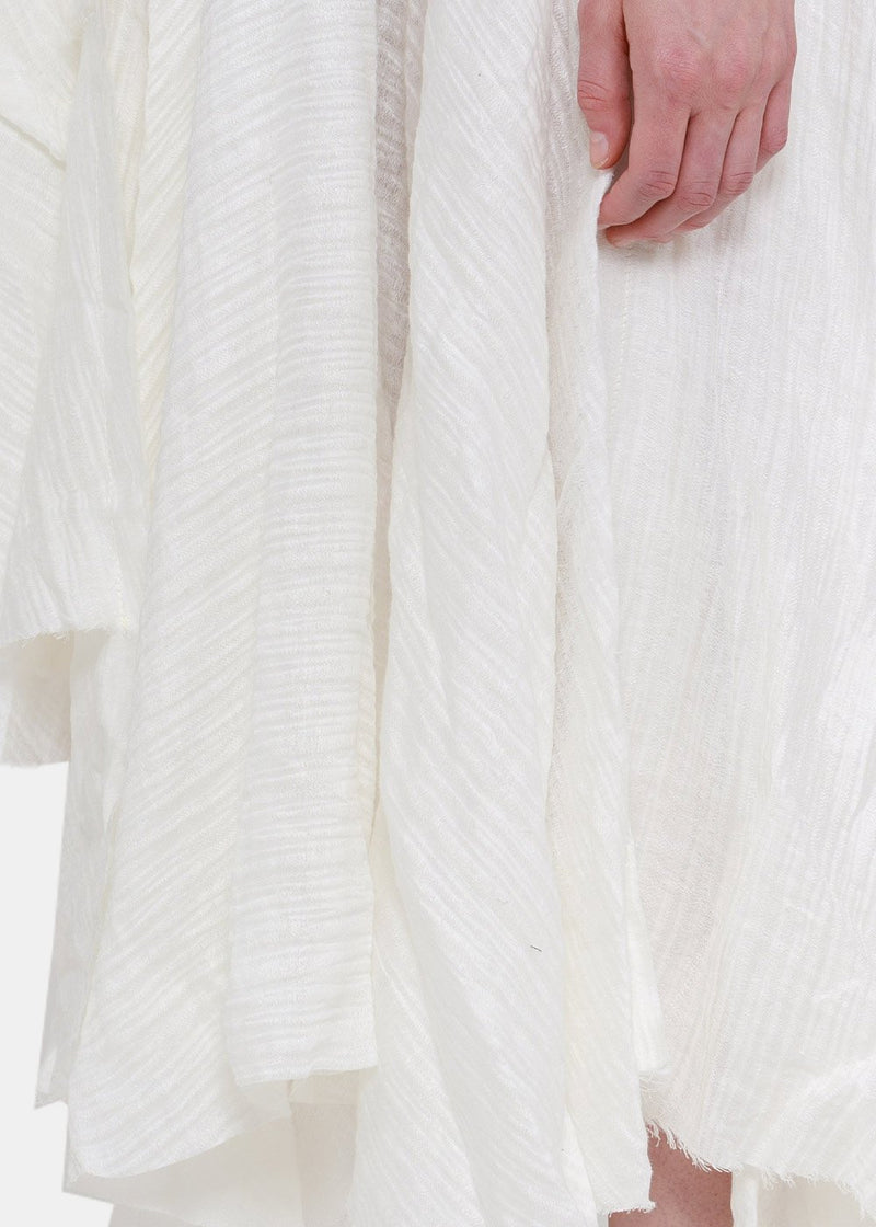 Peng Tai White Asymmetric Linen Skirt - NOBLEMARS