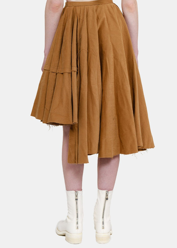 Peng Tai Brown Asymmetric Cotton Skirt - NOBLEMARS