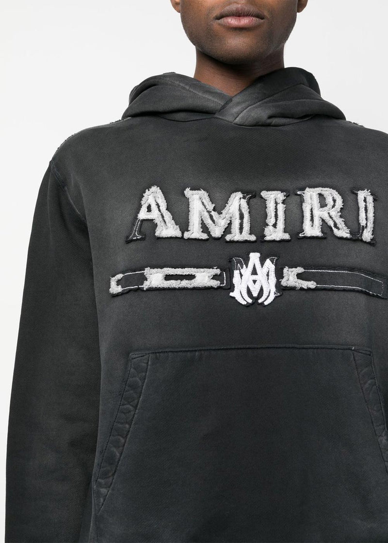 AMIRI Black MA Bar Logo-Patch Hoodie - NOBLEMARS