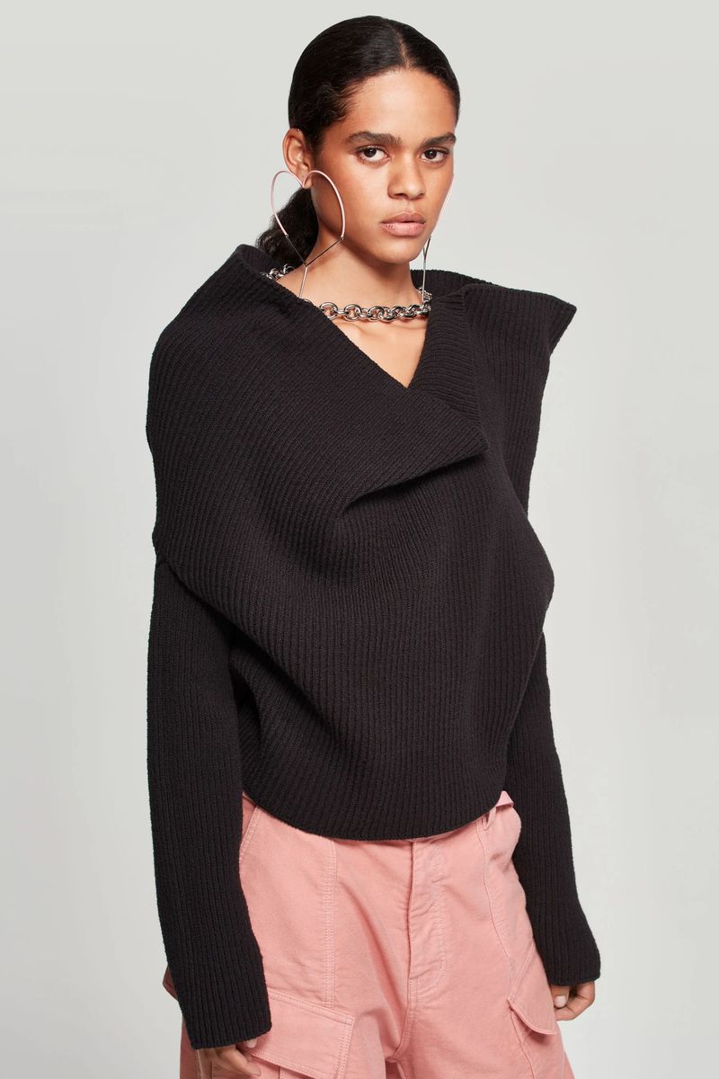 Y/PROJECT WOMEN DRAPED CHAIN RIBBED SWEATER - NOBLEMARS
