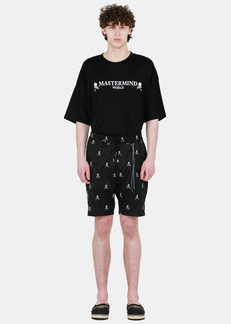 mastermind WORLD Black Logo Embroidery Shorts - NOBLEMARS