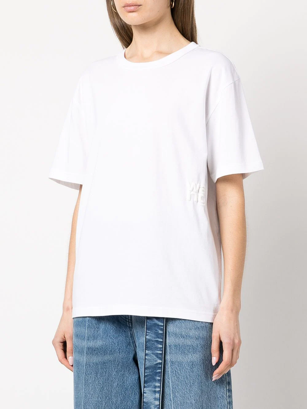 T BY ALEXANDER WANG WOMEN ESSENTIAL SHORT SLEEVE COTTON JERSEY TEE WITH PUFF LOGO - NOBLEMARS