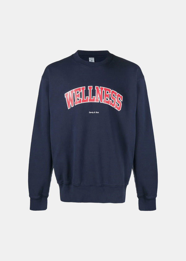 Sporty & Rich Navy Wellness-print Sweatshirt - NOBLEMARS