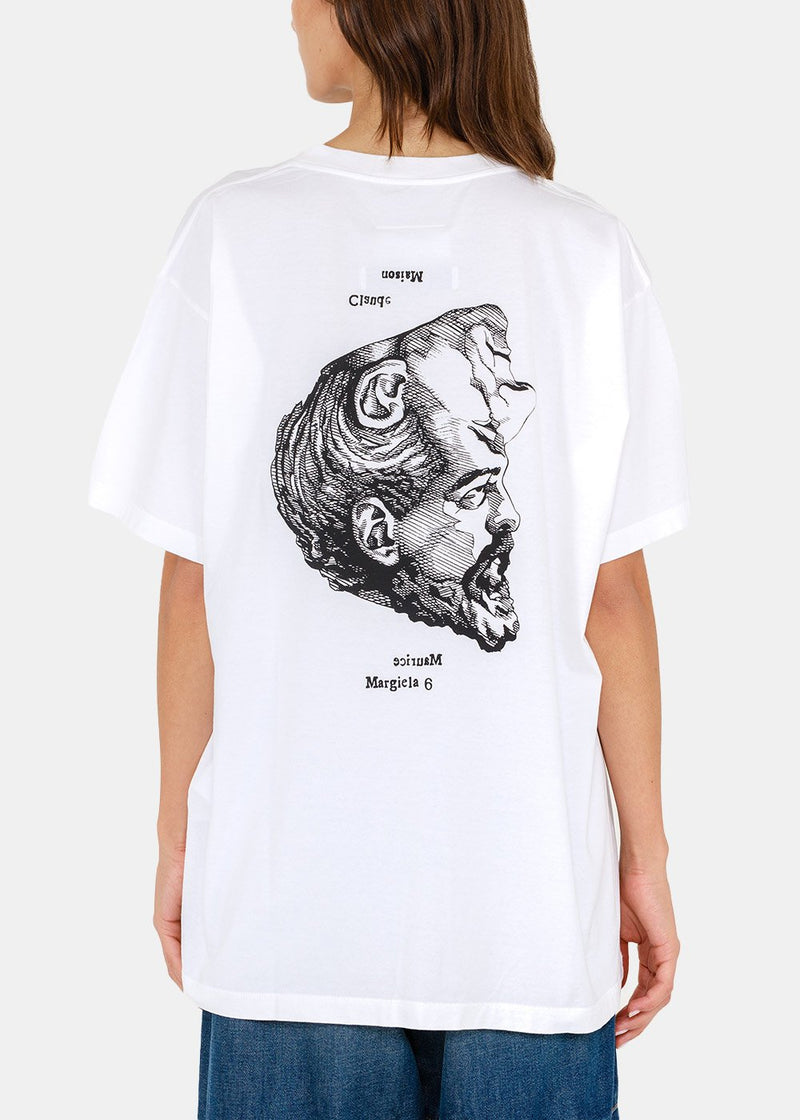 MM6 Maison Margiela White Face Print Cotton T-Shirt - NOBLEMARS