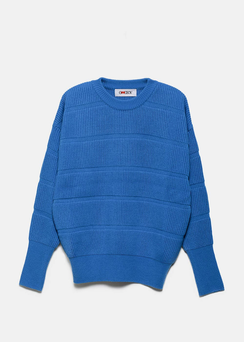 XOXOGOODBOY Blue Logo Embroidery Stripe Sweater - NOBLEMARS