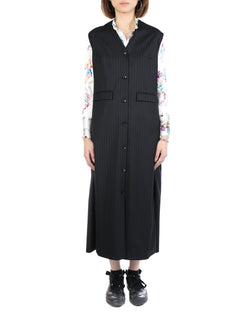 GEOFFREY B SMALL WOMEN HANDMADE EXTENDED WAIST COAT DRESS WITH WELTED POCKETS & HANDMADE BUTTONHOLES AND BUTTONS - NOBLEMARS