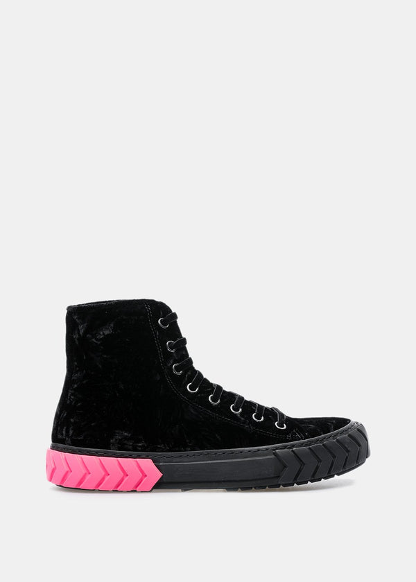 Both Black Velvet Tyres Heel Sneakers - NOBLEMARS