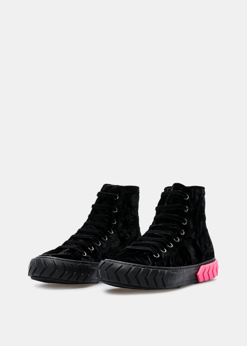 Both Black Velvet Tyres Heel Sneakers - NOBLEMARS