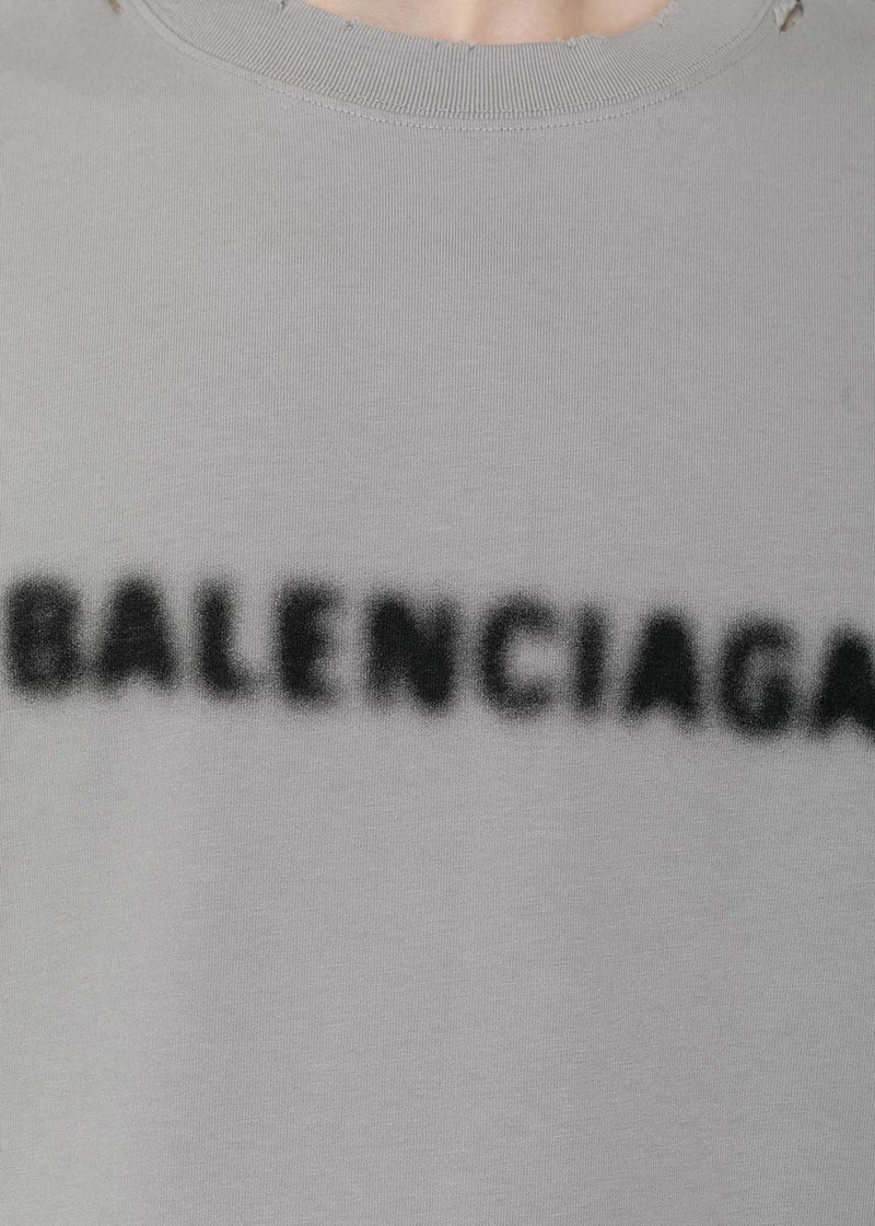 Balenciaga Steel Grey Wide Fit Logo T-Shirt - NOBLEMARS