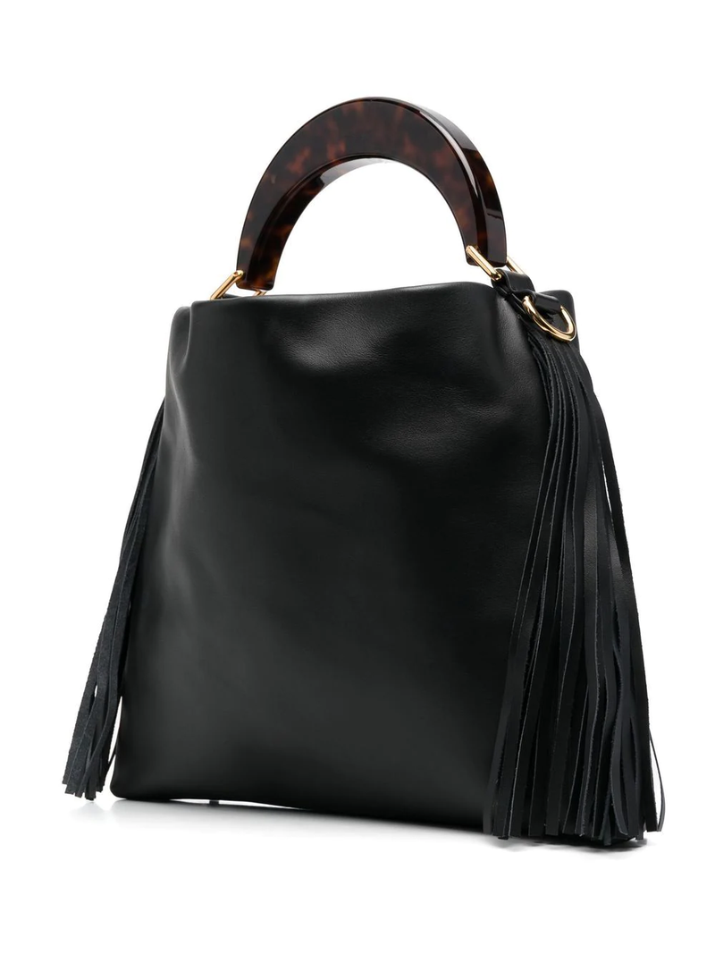MARNI SMALL SMOOTH CALF LEATHER VENICE HOBO BAG WITH FRINGES - NOBLEMARS