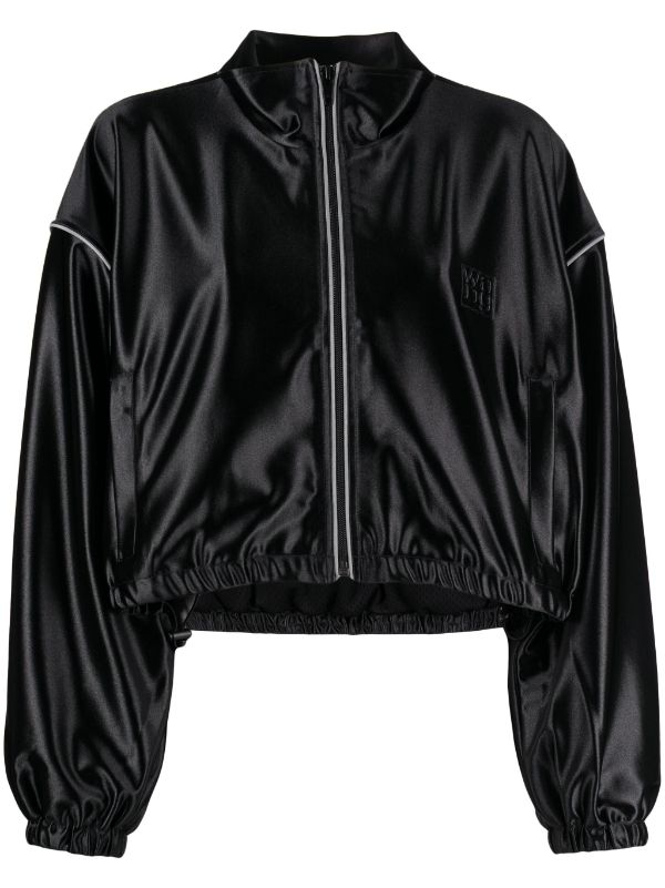 T BY ALEXANDER WANG WOMEN CROPPED TRACK JACKET WITH STACKED WANG PUFF LOGO - NOBLEMARS