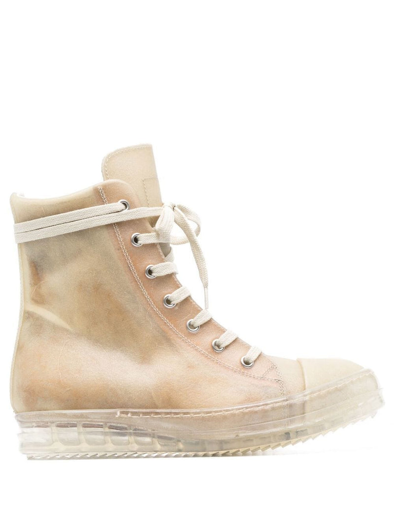 RICK OWENS WOMEN RAMONE TRANSPARENT LEATHER SNEAKERS - NOBLEMARS