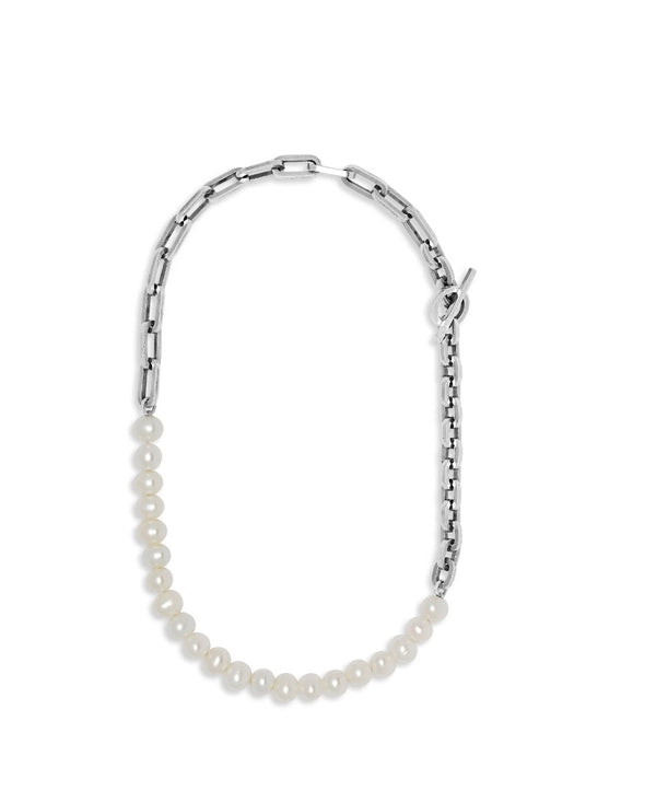 MAOR TRIO ELM BRACELET/NECKLACE IN SILVER WITH WHITE PEARL - NOBLEMARS
