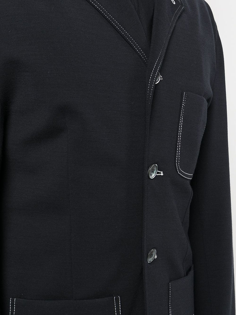 Navy Wool Tech Milano Contrast Stitch Jacket