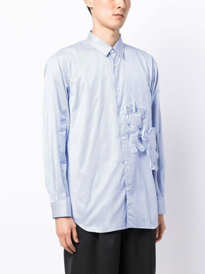 COMME DES GARCONS SHIRT MEN DOLL PATCH STRIPE SHIRT - NOBLEMARS