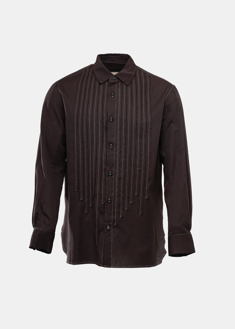 Ziggy Chen Brown Histogramic Striped Shirt - NOBLEMARS