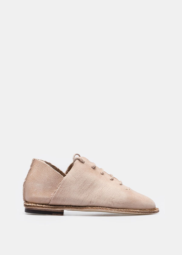 Petrucha Beige Wax Lace Up Shoes - NOBLEMARS