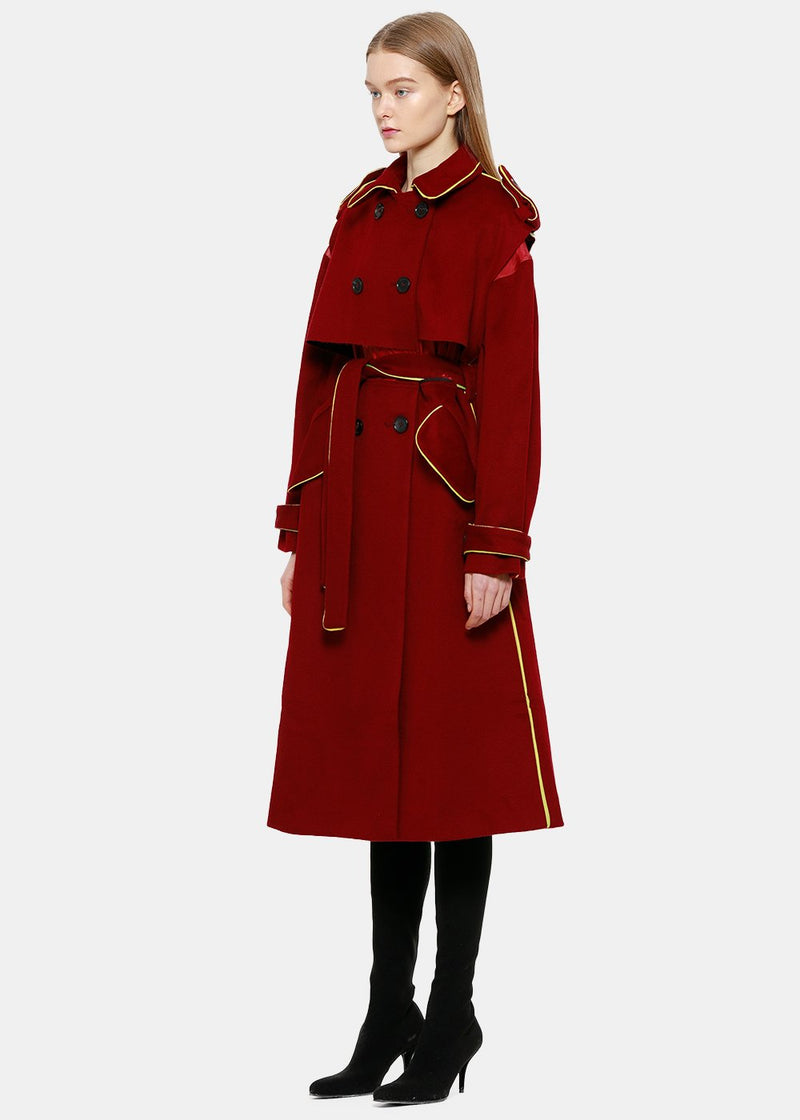 IDISM Red Double Breasted 'Split' Trench Coat - NOBLEMARS