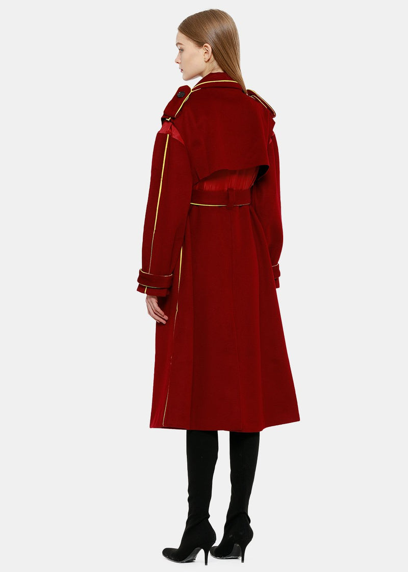 IDISM Red Double Breasted 'Split' Trench Coat - NOBLEMARS