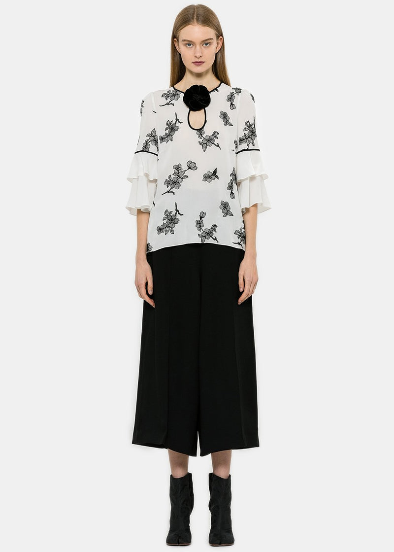 Andrew Gn White Floral Embroidery Top - NOBLEMARS