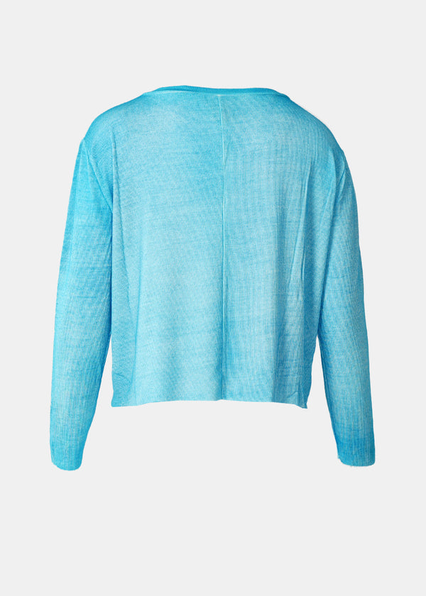 Avant Toi Blue Ribbed Round Neck Cropped T-Shirt - NOBLEMARS