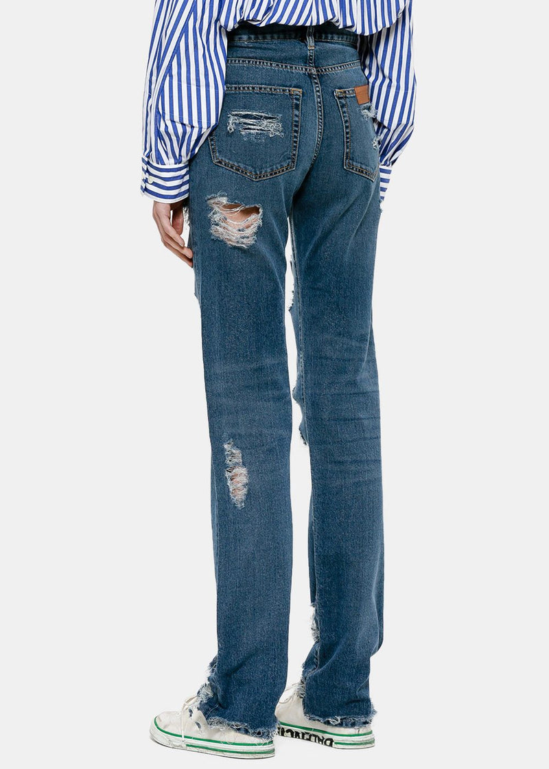 Faith Connexion Indigo Lurex Straight Jeans - NOBLEMARS